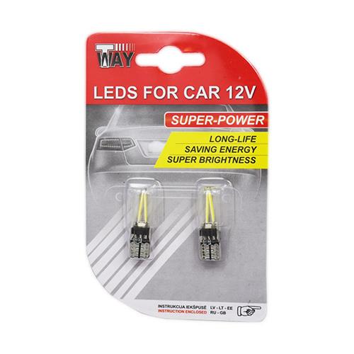 CAR BULB LED. FILAMENT T10 WHITE. 2PCS