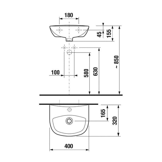 Umywalka JIKA ZETA, 400×320 mm