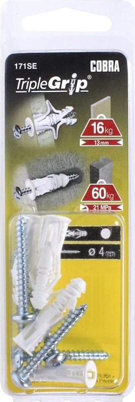 Kołki do płyt gipsowo-kartonowych, 4 x 29 mm, plastikowe, 5 szt.