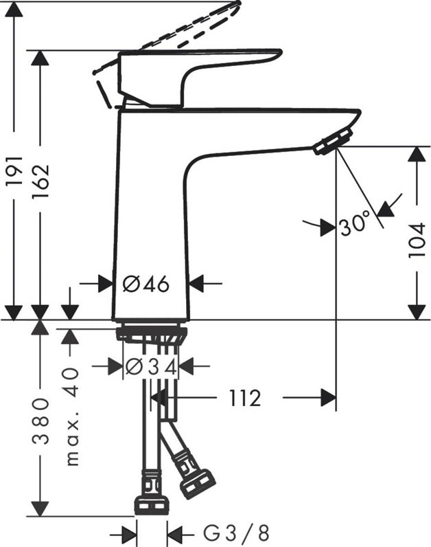 Praustuvės maišytuvas HANSGROHE TALIS E110, juodas