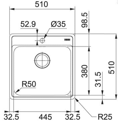 Zlewozmywak Franke Bell BCX 610-51 101.0622.893 51x51x20cm