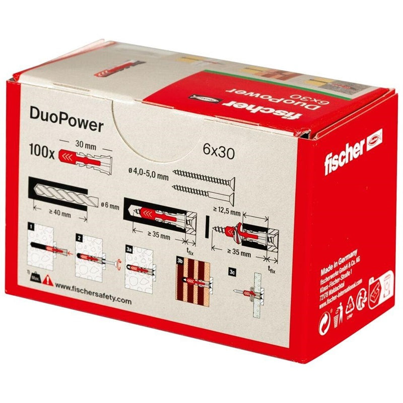 Kołek rozporowy Fischer DuoPower, 30 mm x 6 mm, 100 szt.