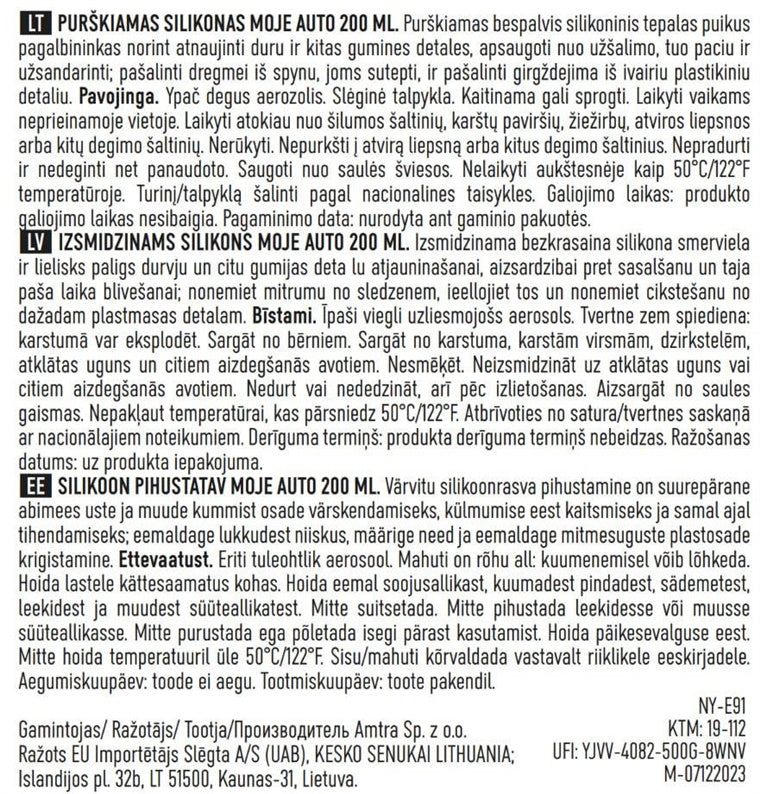 Silikon w sprayu Moje Auto, 200 ml