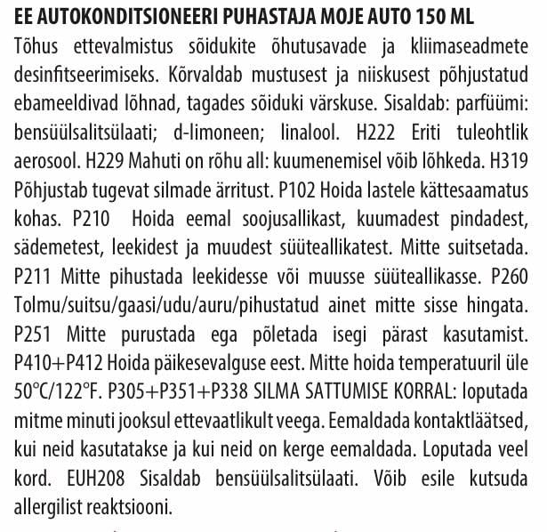 Automobilio kondicionierių valiklis Moje Auto, 150 ml