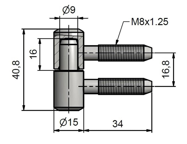 Zawias okienny 15 x 40 mm, biały