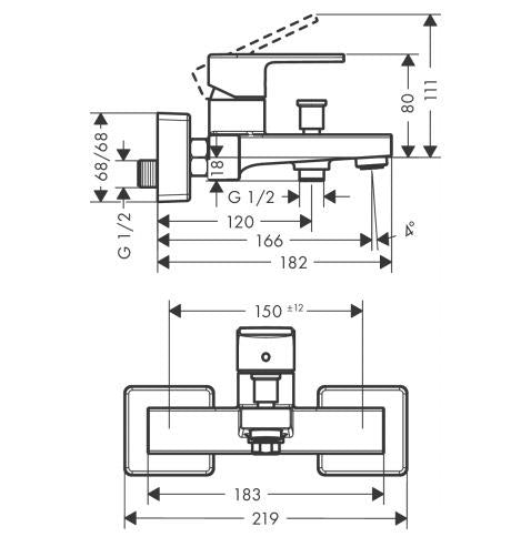 Vonios maišytuvas Hansgrohe Vernis Shape 71450000, chromo
