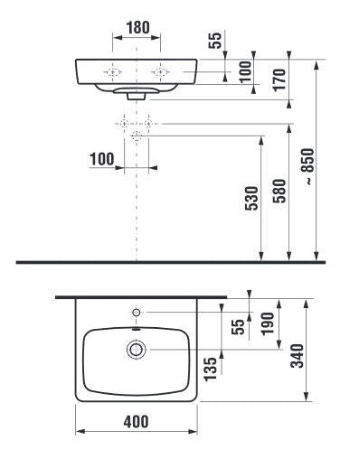 Umywalka JIKA LYRA PLUS H815380, 400×340 mm