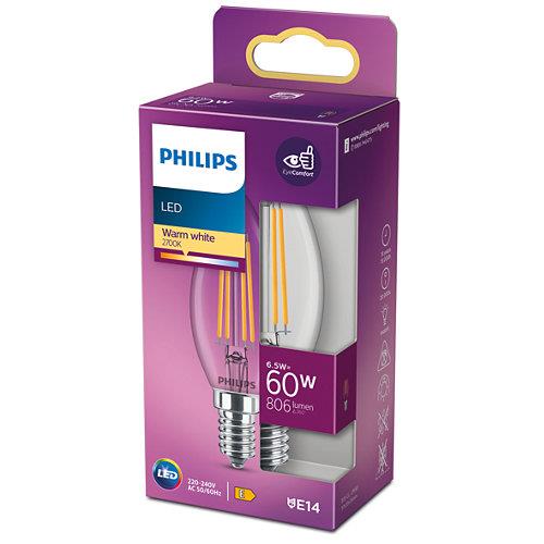 Lemputė Philips LED, B35, E14, 6.5 W, 806 lm, 2700 K