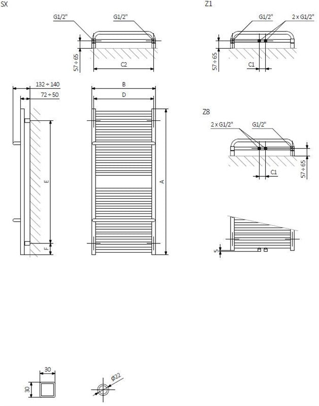 Elektrinis rankšluosčių džiovintuvas Terma Lima, 500x820mm