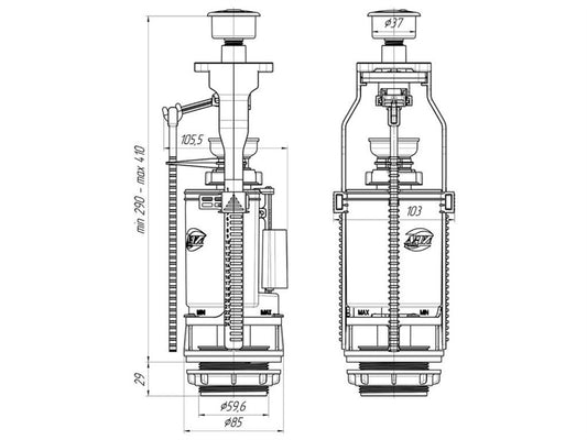 NALEW MECHANIZM METALOWY PRZYCISK 3/6L