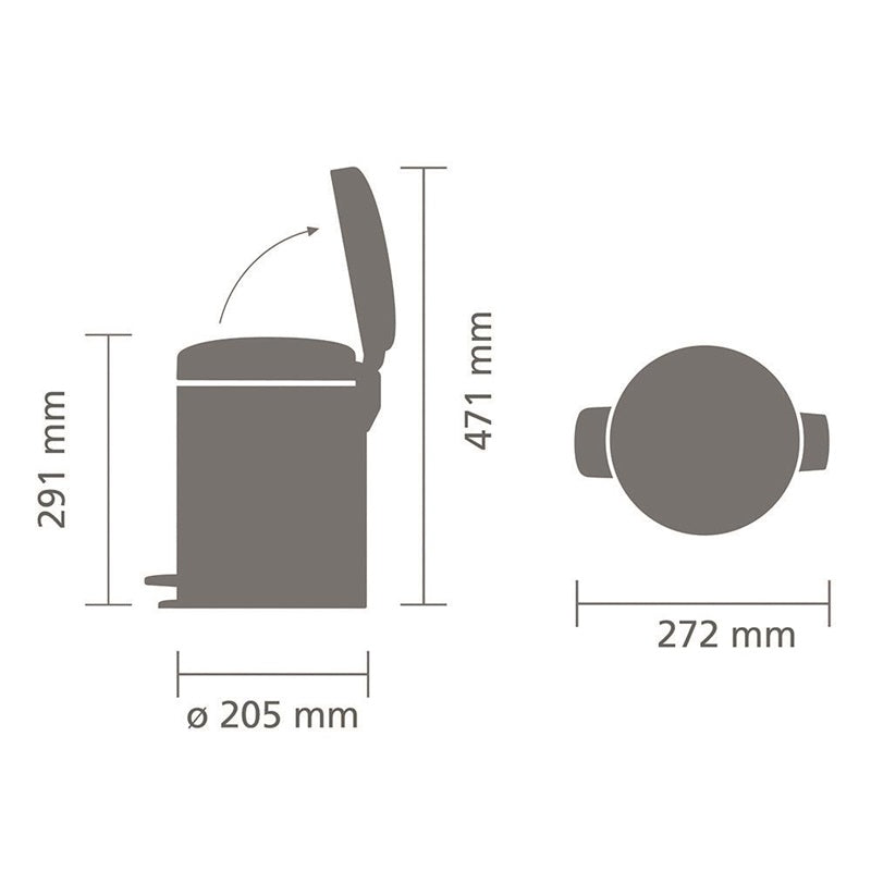 Kosz na śmieci Brabantia, jasnobrązowy, 5 l, 27.1 cm