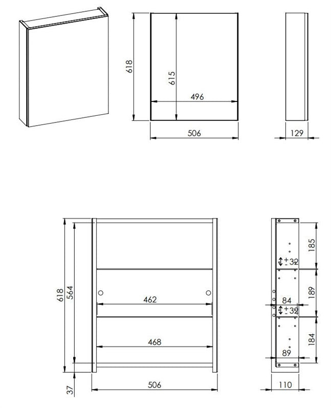 SPINTELĖ SU VEIDRODŽIU BASIC 50 CM