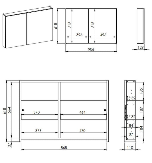 SZAFKA Z LUSTREM BASIC 90 CM