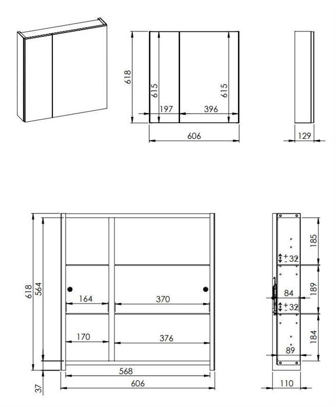 SPINTEL SU VEIDR PAKABINAMA BASIC 60 CM