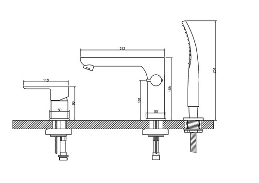 Bateria wannowa wolnostojąca Invena Siros BW-90-S01-A, chrom