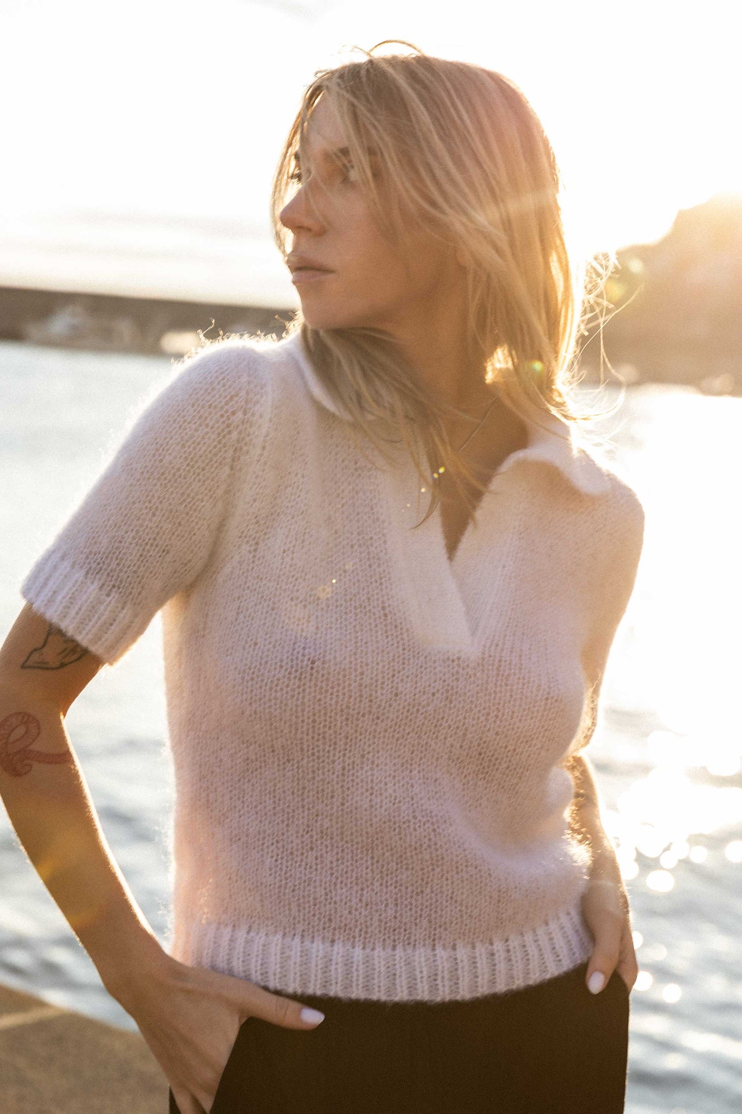 Melody Mohair Poloshirt Weiß