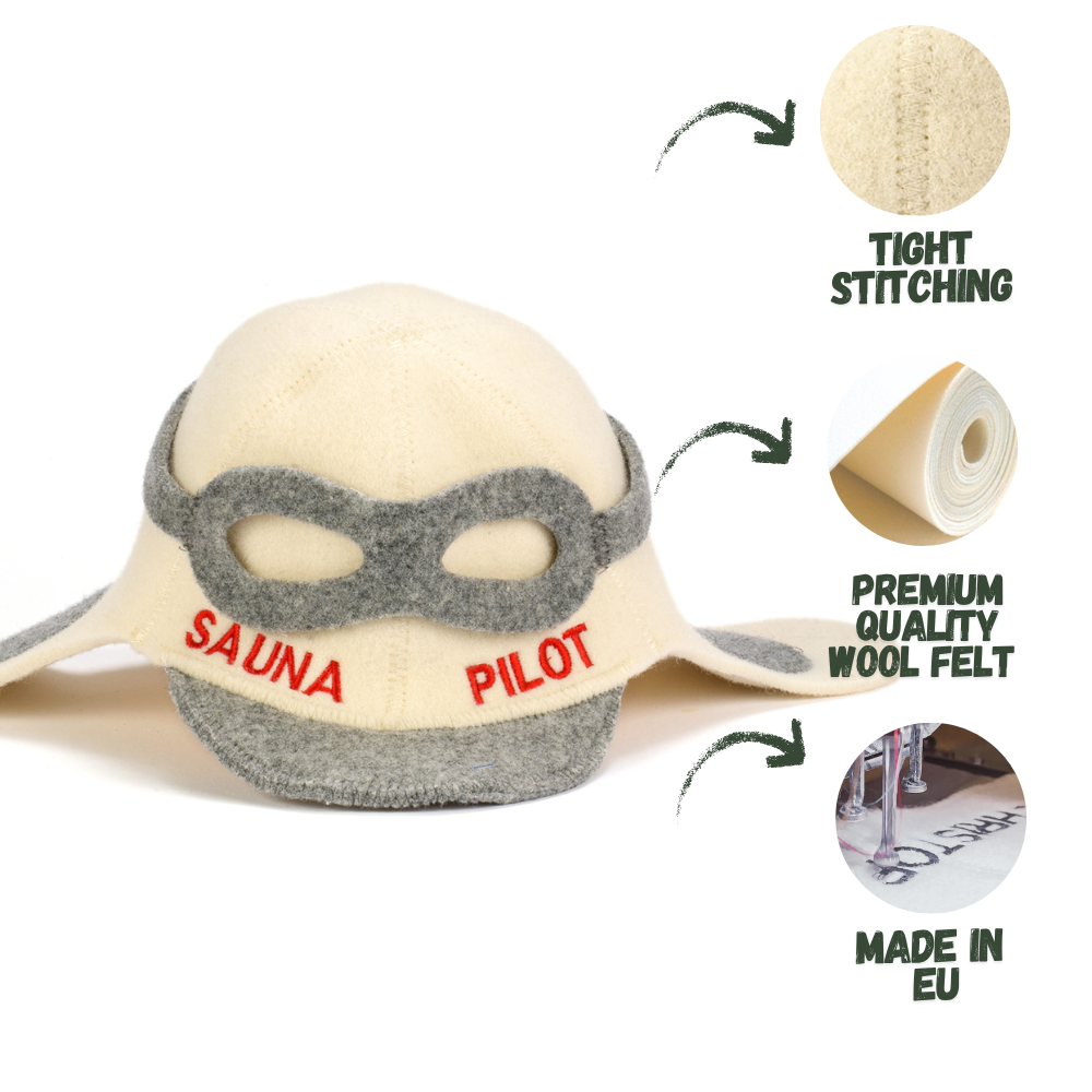 Sauna Hat ‘Sauna Pilot’ 100% Wool