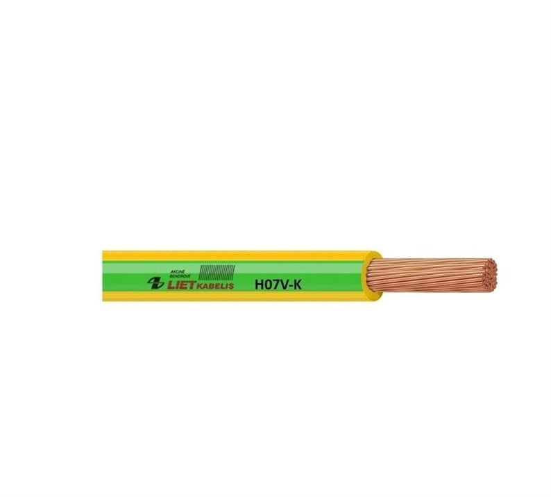 Laidas Lietkabelis H07V-K, 1 x 6 mm², geltonas/žalias