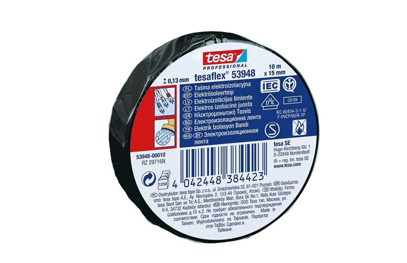 Taśma izolacyjna Tesaflex 53988, czarna, 15 mm x 10 m