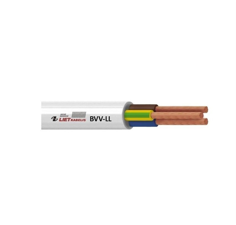 Kabelis Lietkabelis BVV-LL, 2 x 1 mm², baltas
