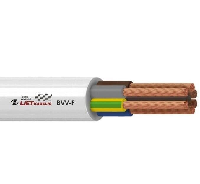 Kabel Lietkabelis BVV-F, 5 x 6 mm², biały