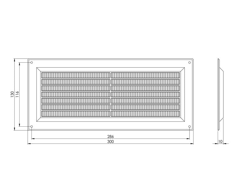 Ventiliacijos grotelės EUROPLAST VR1330, 130 x 300 mm