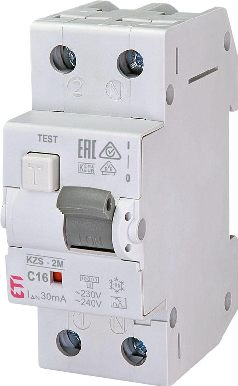 Srovės nuotėkio rėlė ETI KZS-2M, 2P, 16 A, 230 V, 30 mA