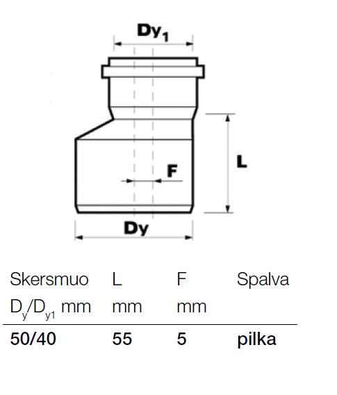 Vidaus kanalizacijos pereiga Wavin, Ø 40 / 50 mm