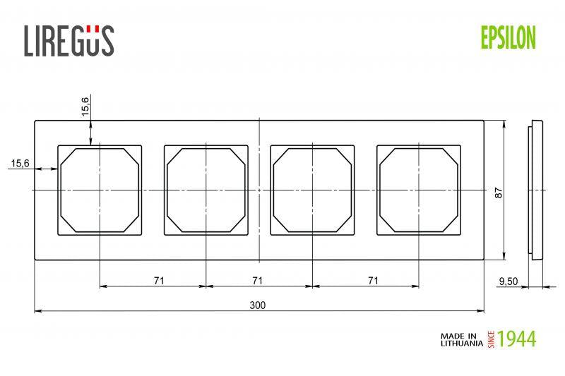 Keturvietis rėmelis LIREGUS EPSILON, baltos spalvos