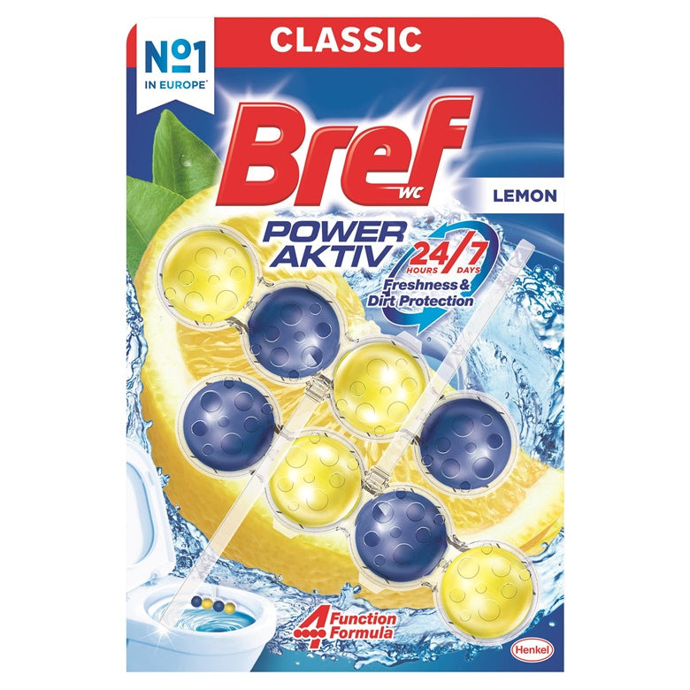 WC valiklis-gaiviklis BREF POWER AKTIV LEMON, 2×50 g