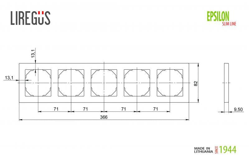 Penkiavietis rėmelis LIREGUS EPSILON, juodos spalvos