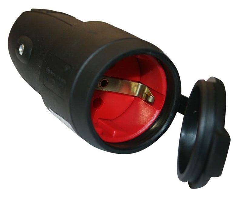 Ilgintuvo lizdas N&L, 3P, 16A, 250V, IP44, juodos spalvos