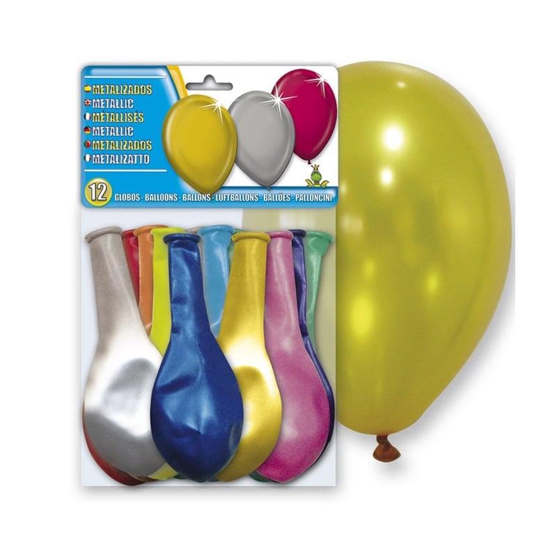 Balony metaliczne, różne kolory, 12 szt.