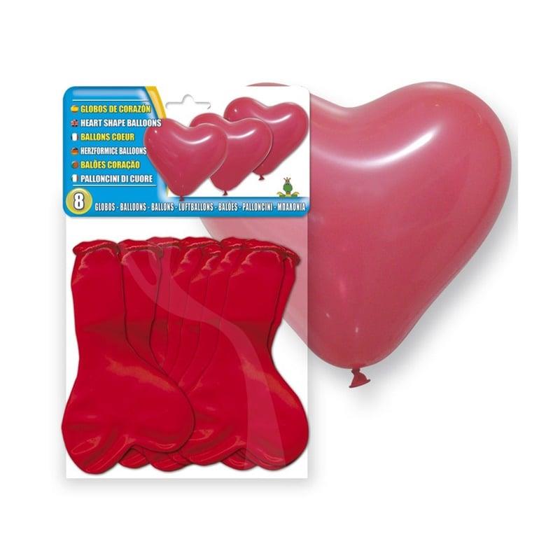 Balony w kształcie serca, czerwone, 8 szt.