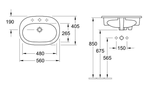 Praustuvė VILLEROY & BOCH O. NOVO 41615601, 560×405 mm