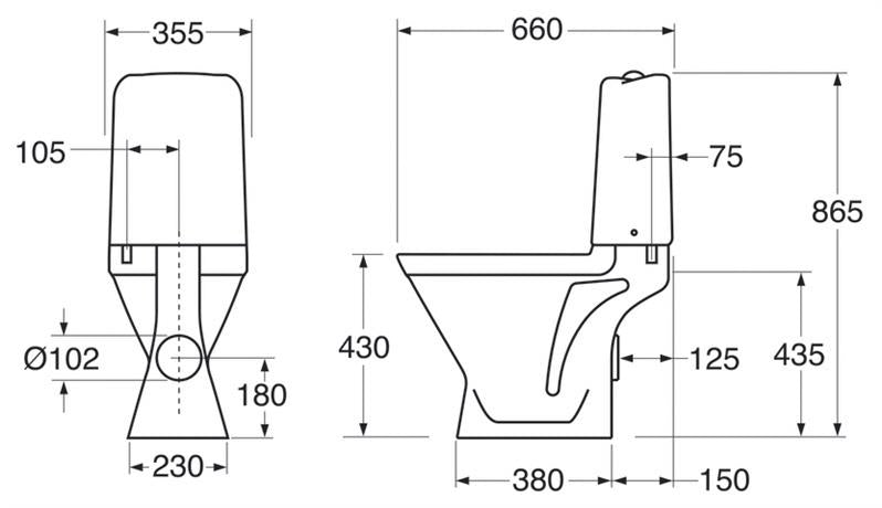 Unitazas su dangčiu GUSTAVSBERG NORDIC3 3510, 355×660 mm