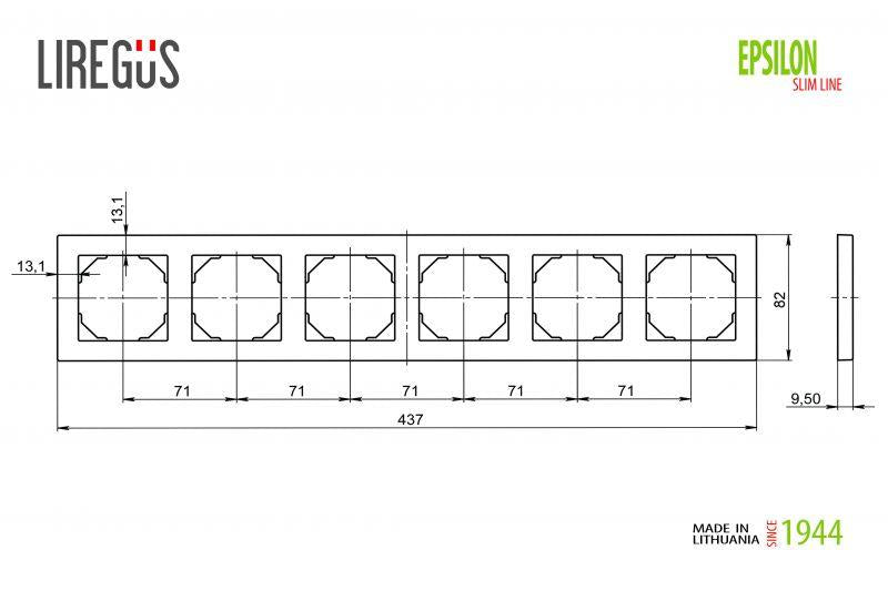 Šešiavietis rėmelis LIREGUS EPSILON, baltos spalvos