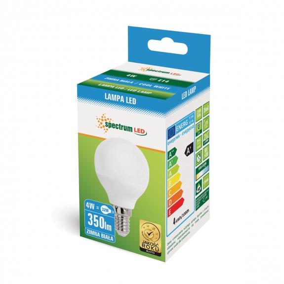 Żarówka Spectrum LED, P45, E14, 4W, 340LM, 6000K