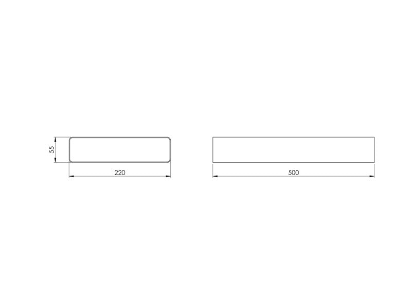 Ventiliacinis kanalas EUROPLAST, 220 x 55 x 500 mm