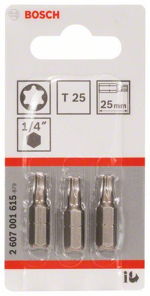 Atsuktuvų antgaliai Bosch Extra Hard T25, 25 mm, 3 vnt