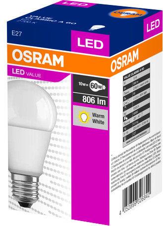 LEMPUTĖ OSRAM LED, A60, E27, 8,5 W, 806lm, 2700K