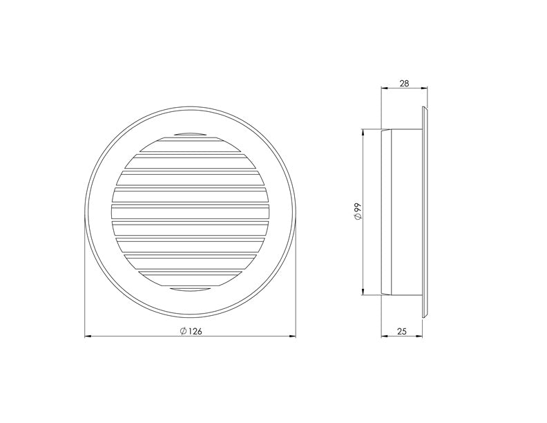 Kratka wentylacyjna Plast. EUROPLAST VR100, D100, biała
