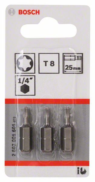 Atsuktuvų antgaliai Bosch Extra Hard T8, 25 mm, 3 vnt