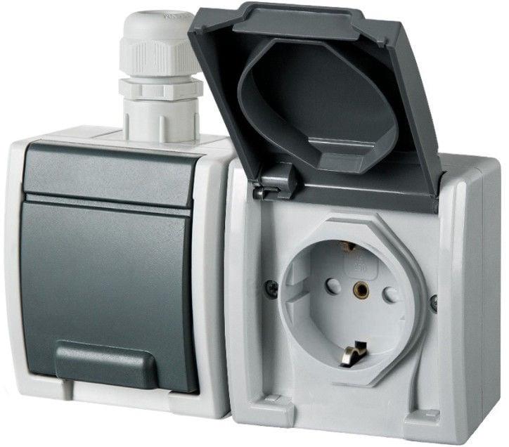 Dvivietis kištukinis lizdas ELEKTRO-PLAST AQUANT, IP65