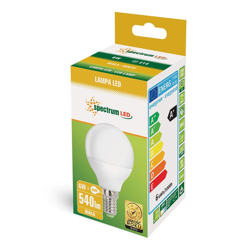 Żarówka Spectrum LED, P45, E14, 6W, 540LM, 4000K