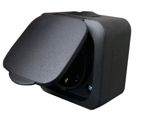 Gniazdo LIREGUS HERMI, czarne, IP44