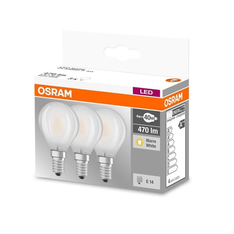 Żarówka LED Osram P40, 4W, E14, 2700K, 470lm, 3 szt.