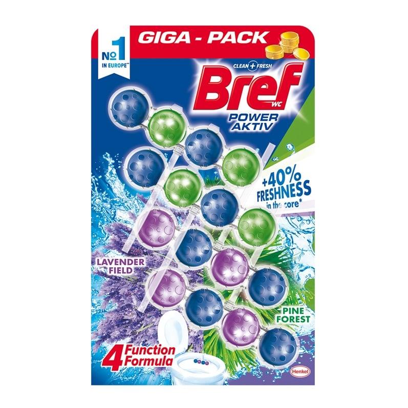 WC valiklis-gaiviklis BREF POWER AKTIV LAVENDER+PINE, 4×50 g