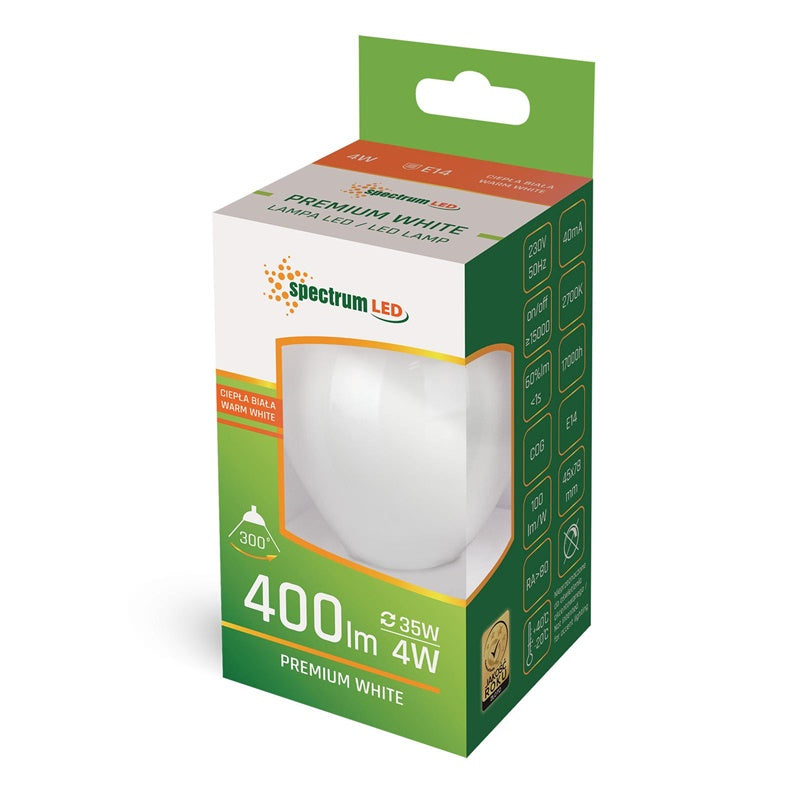 Żarówka Spectrum LED, P45, E14, 4W, 400LM, 2700K MT