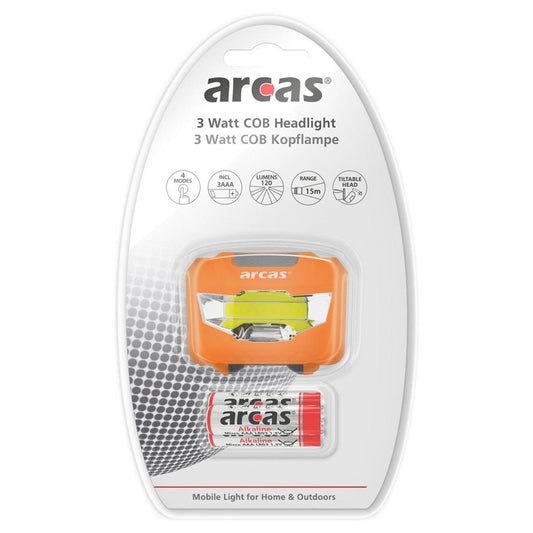 Latarka czołowa Arcas 3W LED 4 FUNKCJE 3XAAA